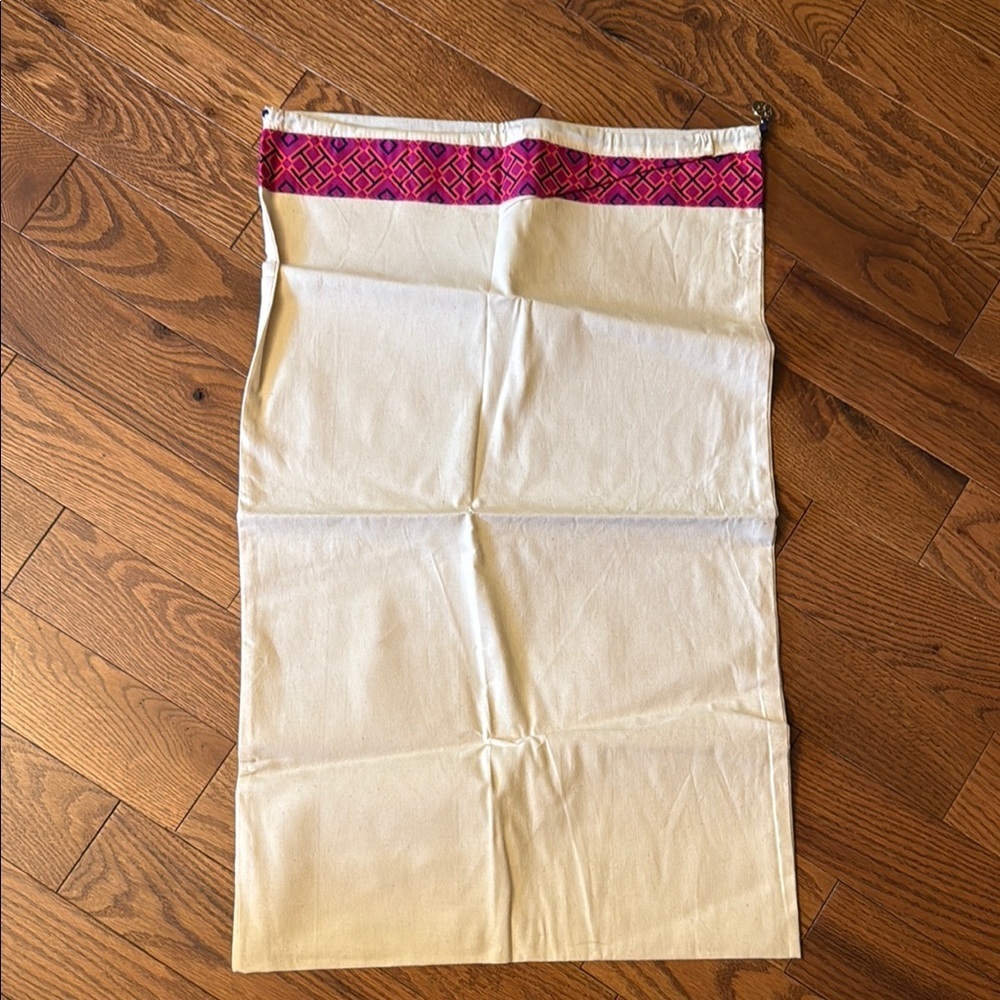Tory Burch large cream and Pink Drawstring Bag